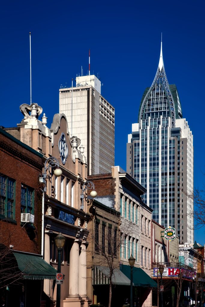 A city view of downtown mobile alabama