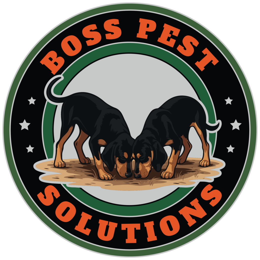 Two dogs inspecting the ground.